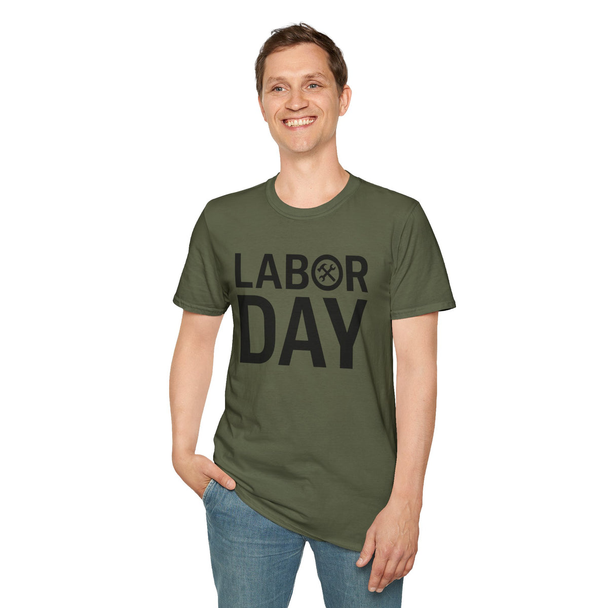 Labor Day Tools Graphic T-Shirt — Bold 'Labor Day' Text with Wrench & Hammer