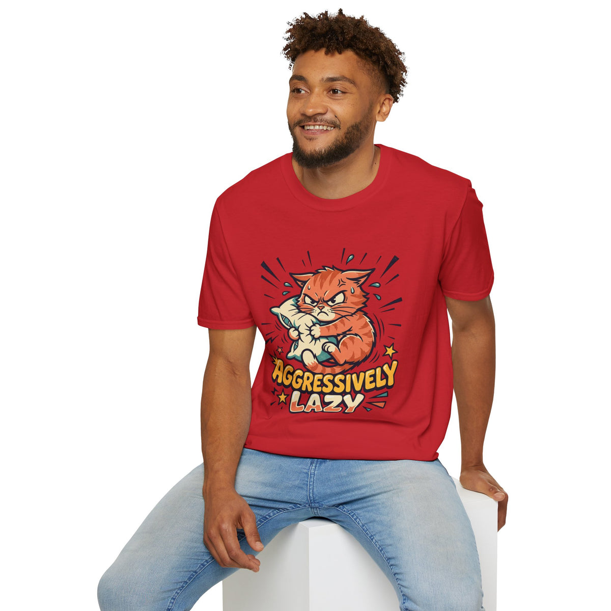T-Shirt — Aggressively Lazy Cat Graphic Tee