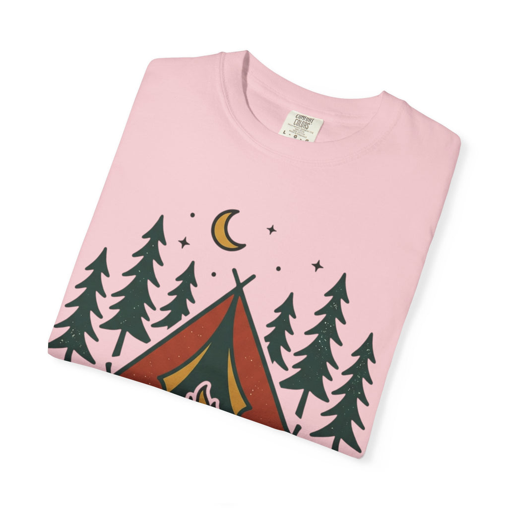 Camping T-Shirt — "Offline and Outside" Tent & Campfire Graphic