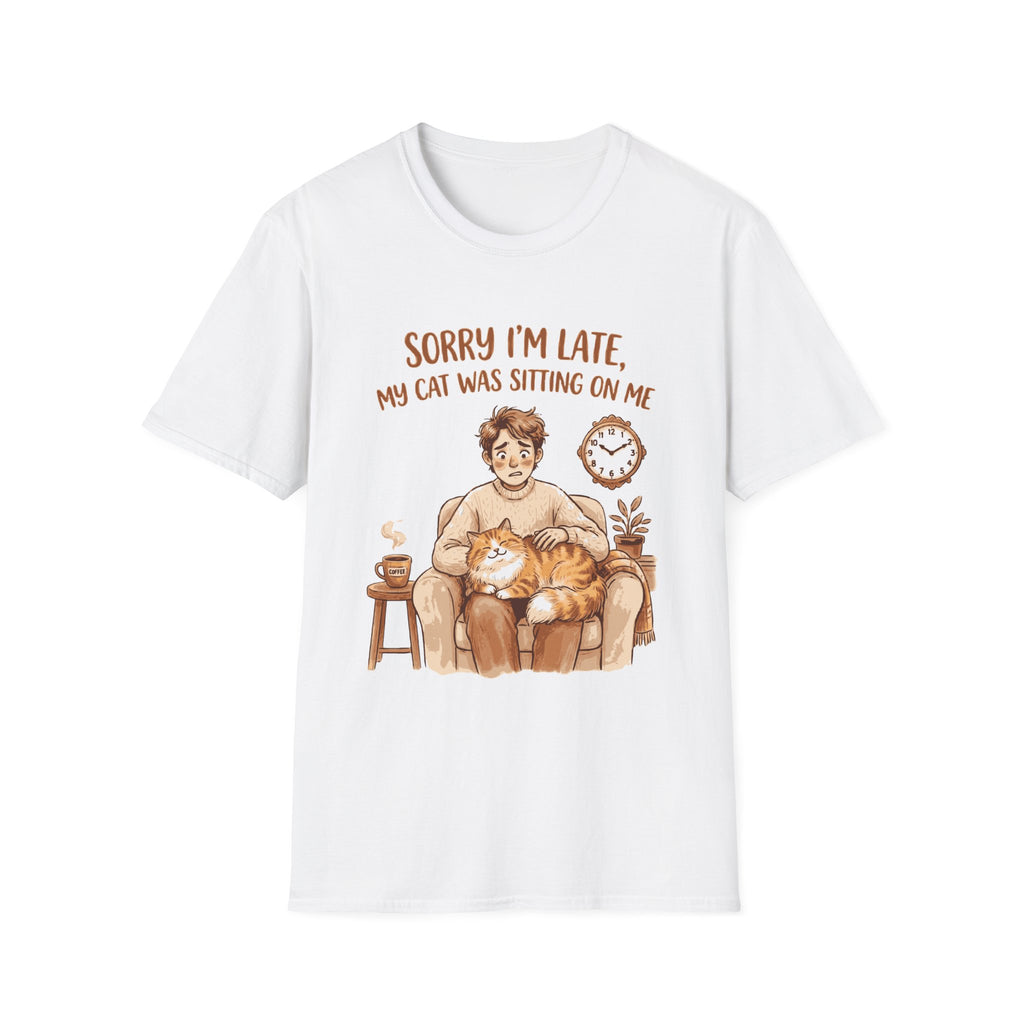 Cat Lover T‑Shirt — "Sorry I'm Late, My Cat Was Sitting On Me" Funny Graphic Tee