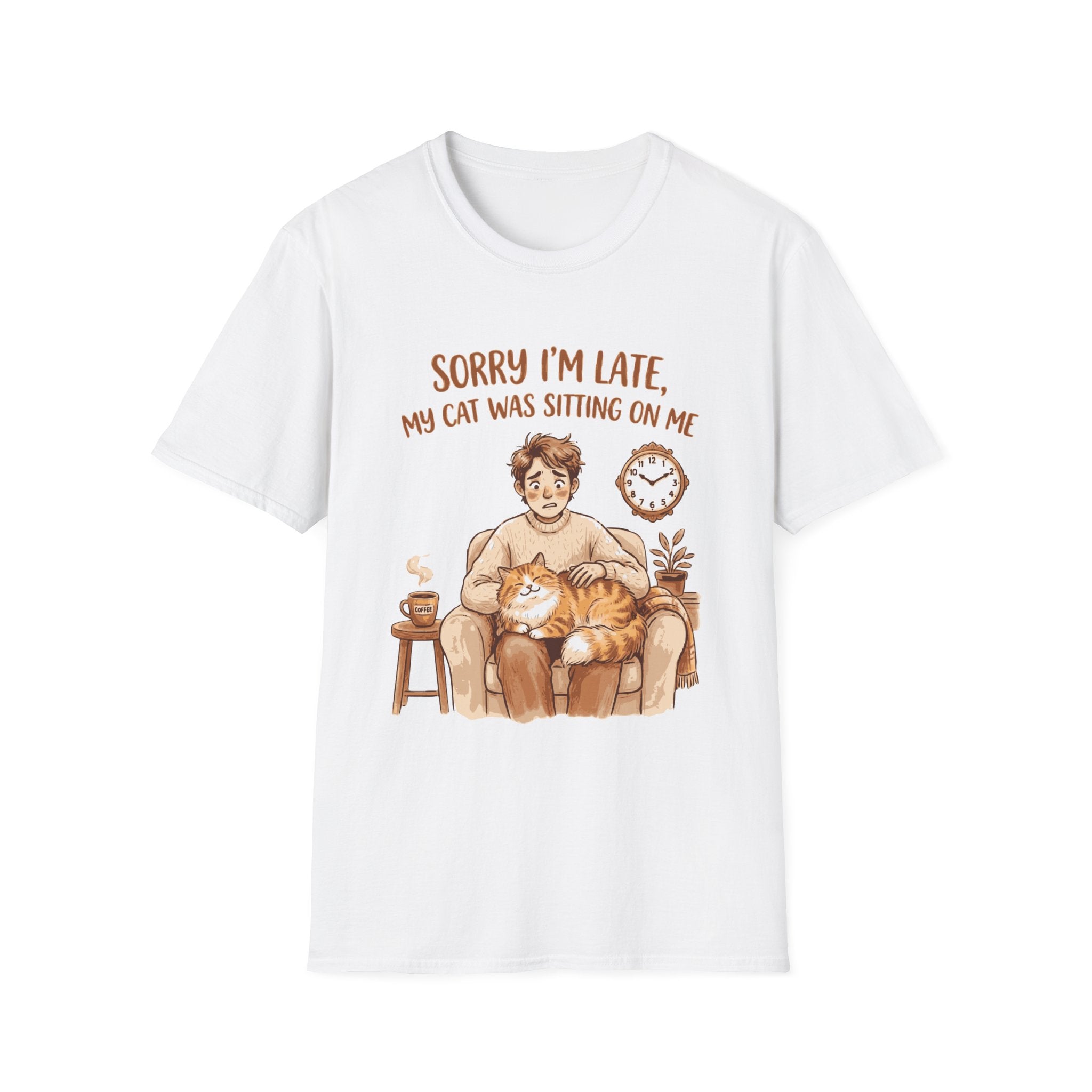 Cat Lover T‑Shirt — "Sorry I'm Late, My Cat Was Sitting On Me" Funny Graphic Tee