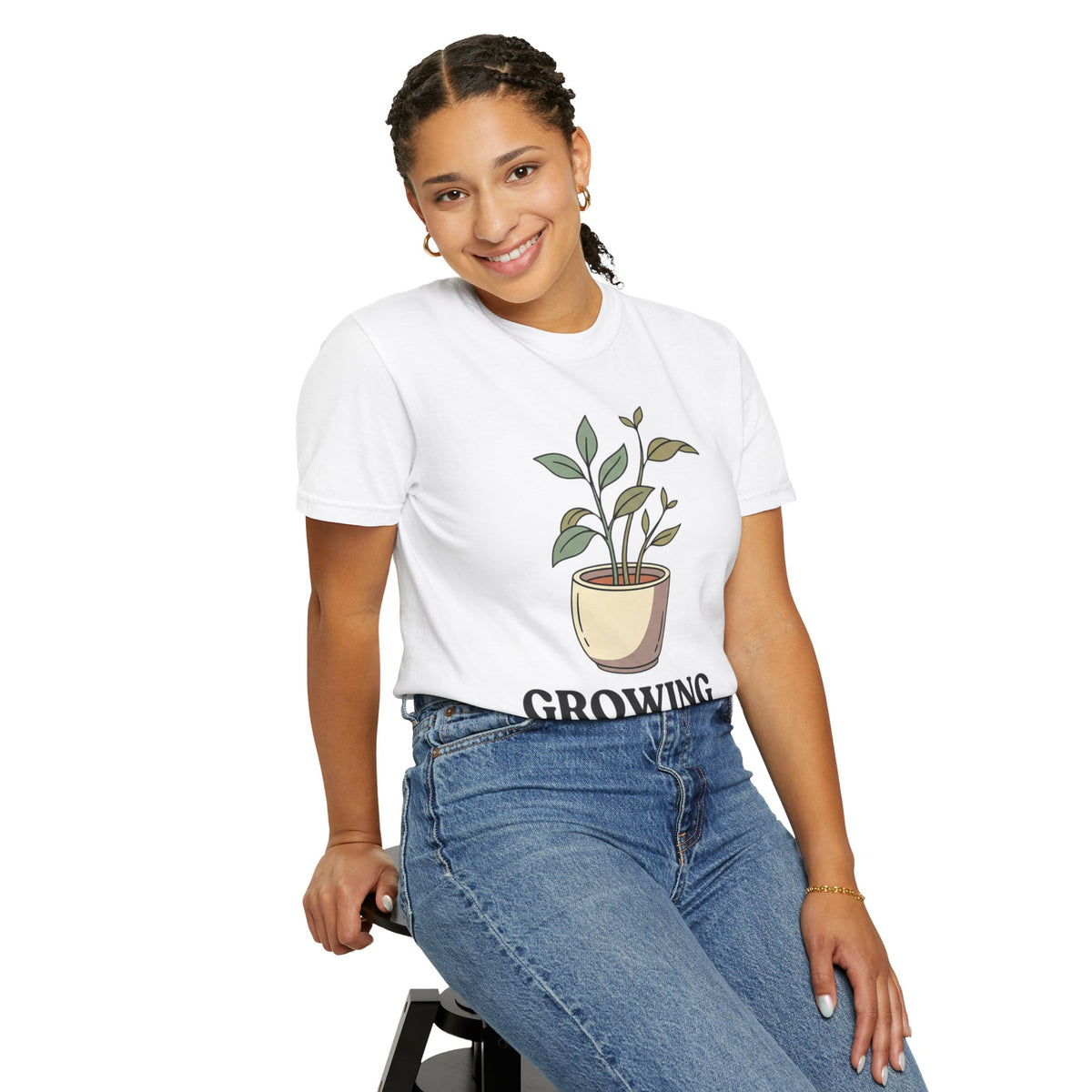 Growing Through It Plant Tee — Self Growth Graphic T-Shirt