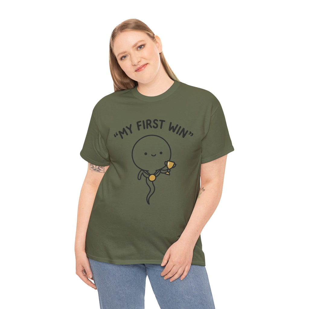 My First Win T-Shirt — Cute Sperm Trophy Graphic Tee