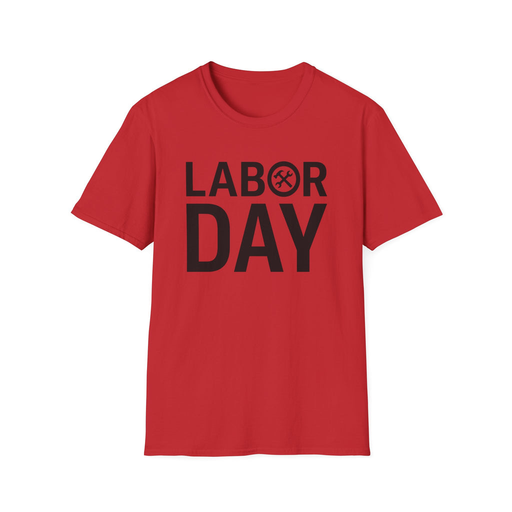 Labor Day Tools Graphic T-Shirt — Bold 'Labor Day' Text with Wrench & Hammer