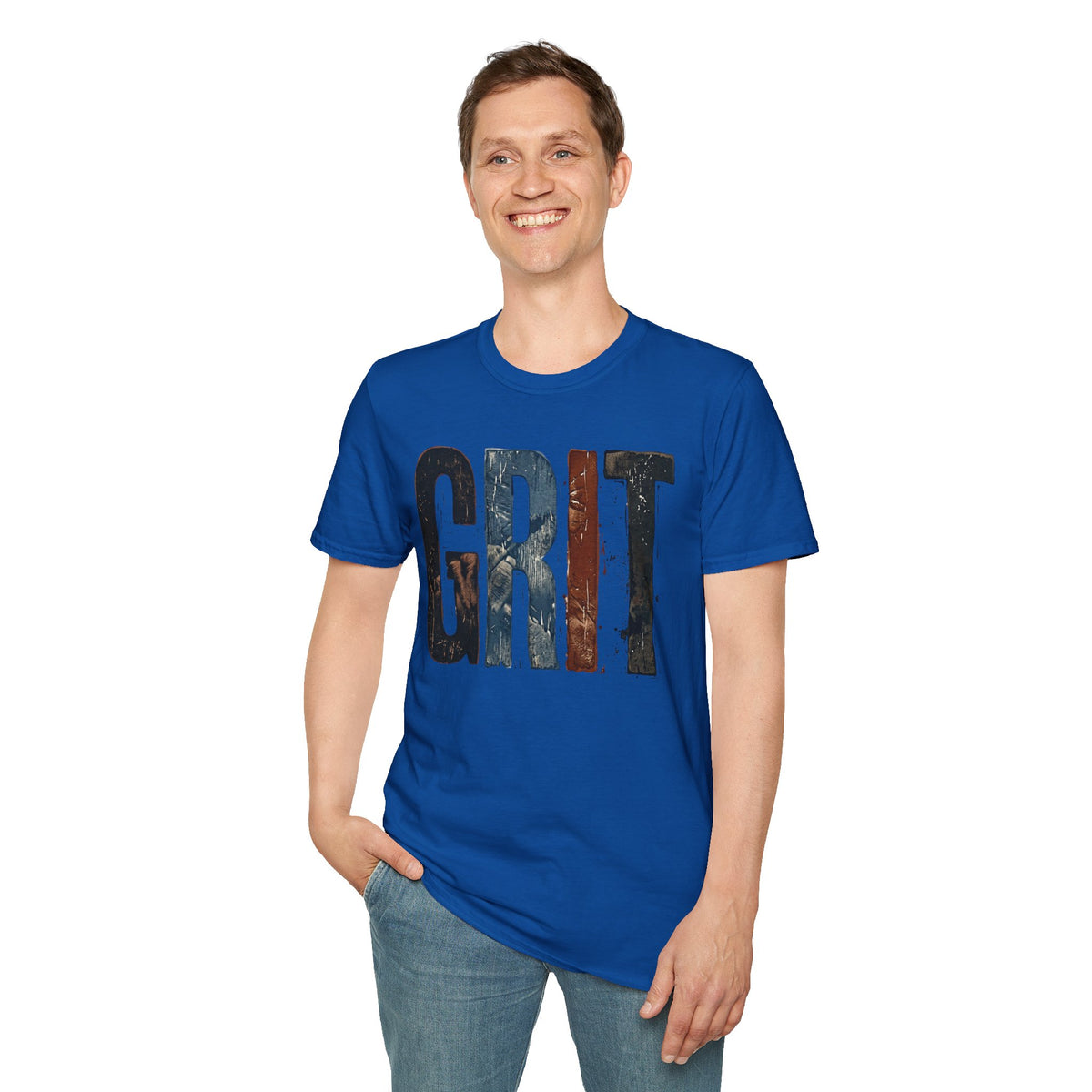 Grit Graphic T-Shirt — Rustic Patriotic Stripes Motivational Tee